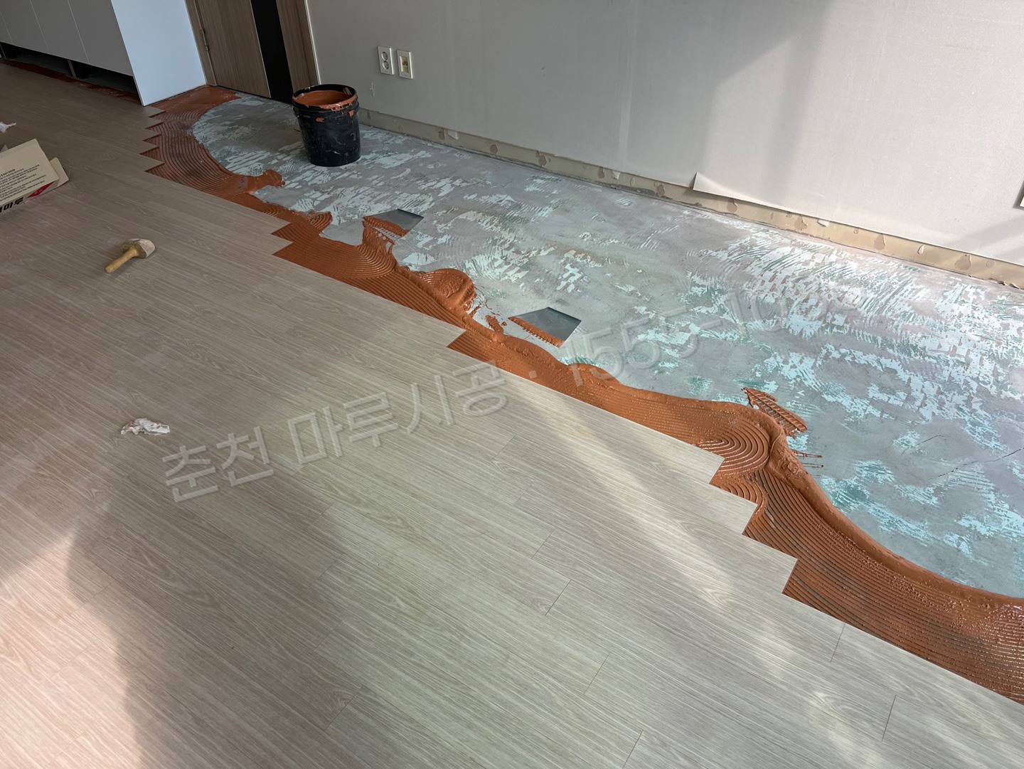춘천 중도동 스타 하이마루 워시오크 아파트 마루 시공 시공 중
